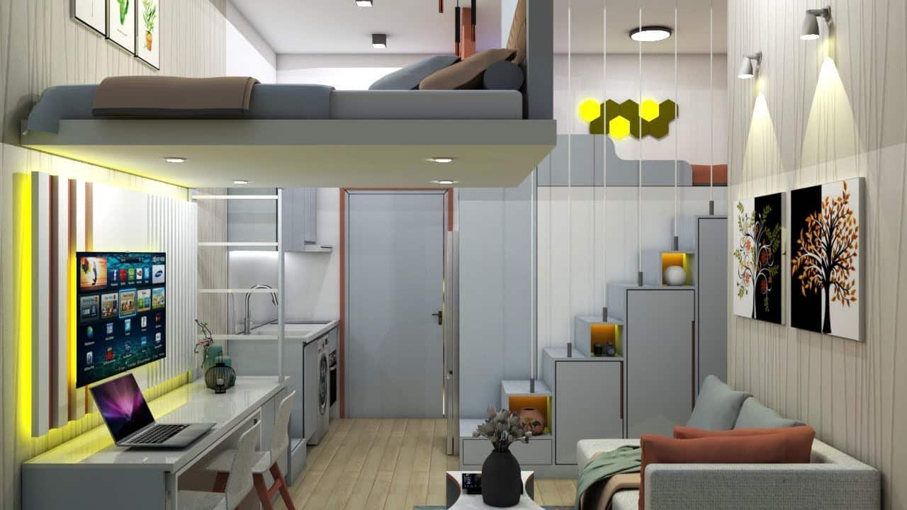 studio apartment layout ideas with bed separate