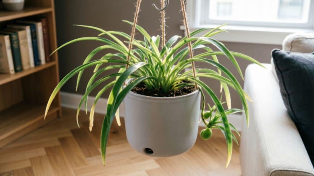 Hanging spider plant for apartments