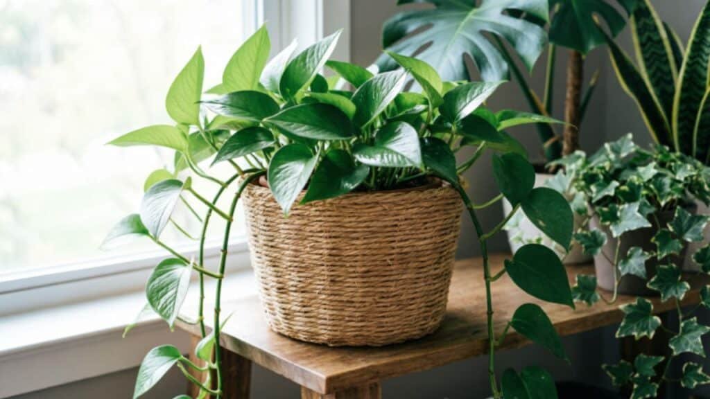 Trailing pothos plant decor