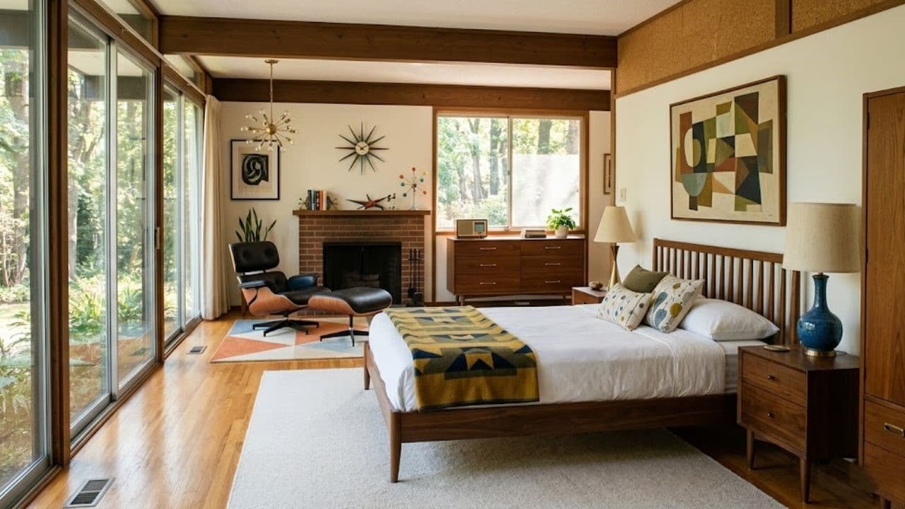 mid century bedroom