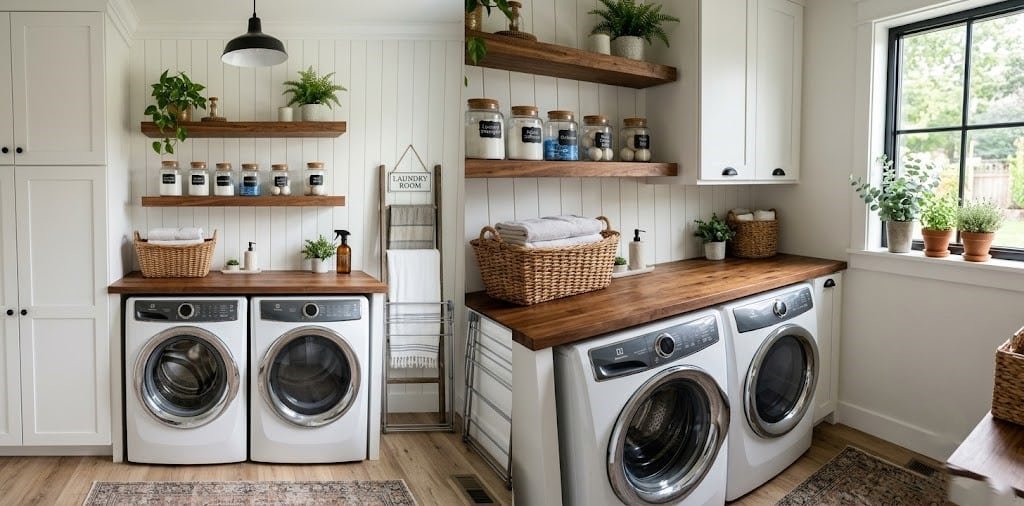 Modern farmhouse laundry room design ideas.