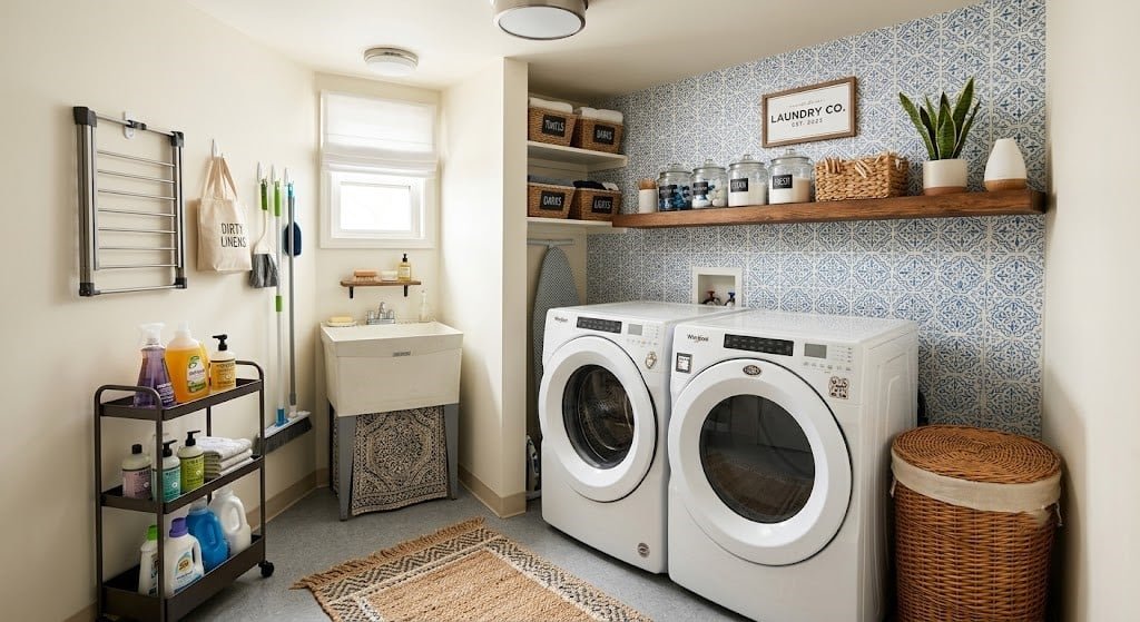 Budget-friendly renter laundry room makeover